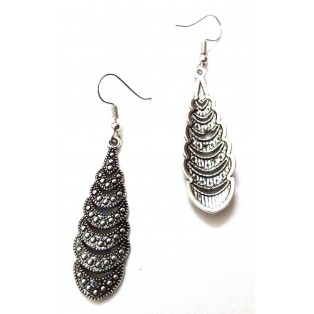 Silver Oxidized Earrings Jhumka Jhumki Jewelry Bollywood Drop Dangle Long EA271